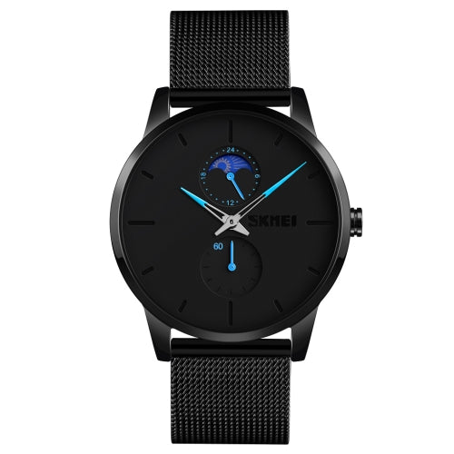 Skmei 9208 Moon Phase Quartz Watch Casual Simple Business Sports Watch for Men(Blue)