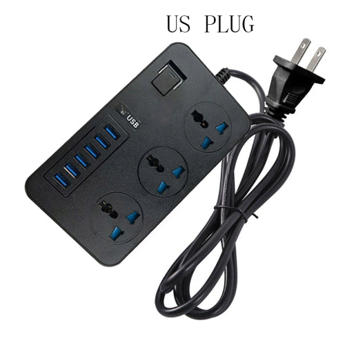 T09 3000W High Power Multi-Function Plug-in 3-Hole International Universal Jack + 6 USB Intelligent Charging US PLUG