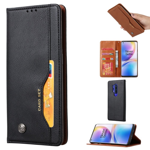 For OnePlus 8 Pro Knead Skin Texture Horizontal Flip Leather Case with Photo Frame & Holder & Card Slots & Wallet(Black)