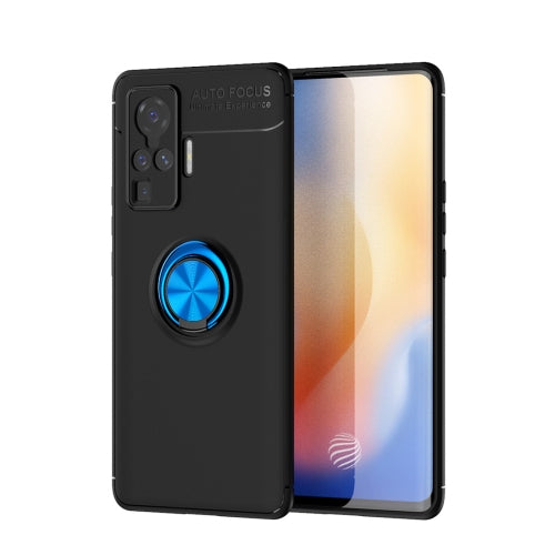 For VIVO X50 Pro Metal Ring Holder 360 Degree Rotating TPU Case(Black+Blue)
