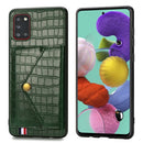 For Samsung Galaxy A31 Crocodile Pattern Envelope Card Package Phone Case With Magnet And Bracket Function(Green)