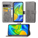 For Xiaomi Redmi 10X / Note 9 Lucky Clover Pressed Flowers Pattern Leather Case with Holder & Card Slots & Wallet & Hand Strap(Gray)