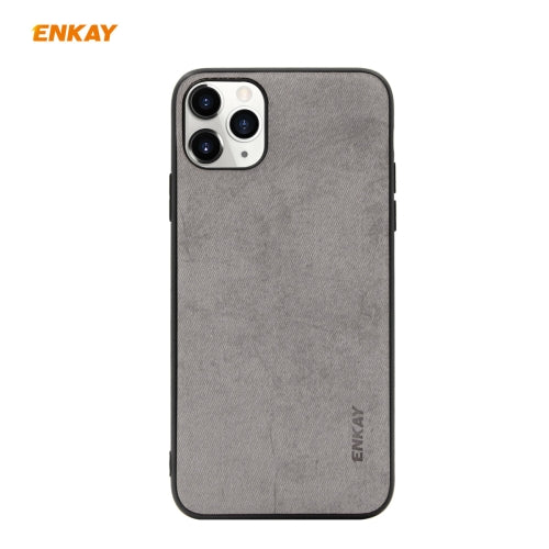 For iPhone 11 Pro ENKAY ENK-PC029 Business Series Fabric Texture PU Leather + TPU Soft Slim Case Cover(Grey)