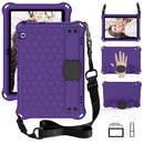 For Huawei Media M5 Lite 8.4/M6 8.4 Honeycomb Design EVA + PC Material Four Corner Anti Falling Flat Protective Shell With Strap(Purple+Black)