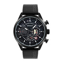 SANDA 5010P Six-Pin Cool Big Dial Waterproof Three-Eye Men Watch Leather Strap Fashion Trend Men Watch(Black)