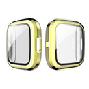 For Fitbit Versa 2 Plating PC Shell + Tempered Glass Film(Gold)