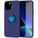For iPhone 12 / 12 Pro Metal Ring Holder 360 Degree Rotating TPU Case(Blue+Blue)