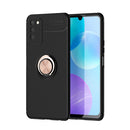 For Huawei Honor 30 Lite Metal Ring Holder 360 Degree Rotating TPU Case(Black+Rose Gold)