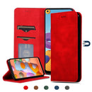 For Samsung Galaxy A21s Retro Skin Feel Business Magnetic Horizontal Flip Leather Case(Red)