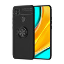 For Xiaomi Redmi 9C Metal Ring Holder 360 Degree Rotating TPU Case(Black+Black)