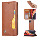 For iPhone 12 Pro Max Knead Skin Texture Horizontal Flip Leather Case with Photo Frame & Holder & Card Slots & Wallet(Brown)