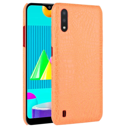 For Samsung Galaxy M01 Shockproof Crocodile Texture PC + PU Case(Orange)