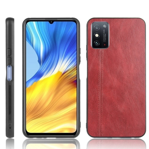 For Huawei Honor X10 Max 5G Shockproof Sewing Cow Pattern Skin PC + PU + TPU Case(Red)