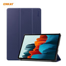 ENKAY ENK-8010 PU Leather + Plastic Smart Case with Three-folding Holder for Samsung Galaxy Tab S7 11.0 T870 / T875(Dark Blue)