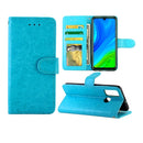 For Huawei P Smart(2020) Crazy Horse Texture Leather Horizontal Flip Protective Case with Holder & Card Slots & Wallet & Photo Frame(baby Blue)