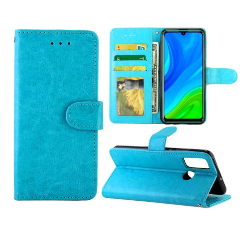 For Huawei P Smart(2020) Crazy Horse Texture Leather Horizontal Flip Protective Case with Holder & Card Slots & Wallet & Photo Frame(baby Blue)
