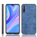 For Huawei P Smart S Shockproof Sewing Cow Pattern Skin PC + PU + TPU Case(Blue)