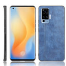 For Vivo X50 Pro Shockproof Sewing Cow Pattern Skin PC + PU + TPU Case(Blue)