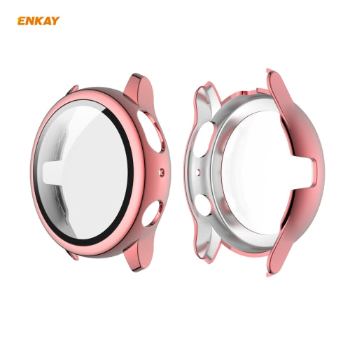 For Samsung Galaxy Watch Active 2 44mm ENKAY Hat-Prince ENK-AC8205 Full Coverage Electroplating PC Case + 9H Tempered Glass Protector(Pink)