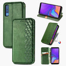 For Samsung Galaxy A7 (2018) Cubic Grid Pressed Horizontal Flip Magnetic Leather Case with Holder & Card Slots & Wallet(Green)