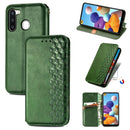 For Samsung Galaxy A21 (EU Version) Cubic Grid Pressed Horizontal Flip Magnetic Leather Case with Holder & Card Slots & Wallet(Green)