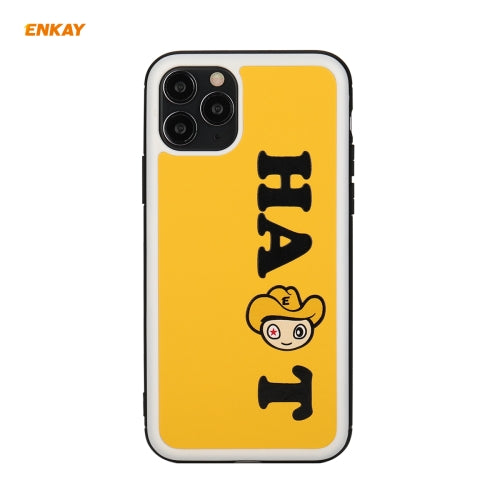 For iPhone 11 Pro Hat-Prince ENKAY ENK-PC047 Cartoon Series PU Leather + PC Hard Slim Case Shockproof Cover(Yellow)