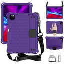 For iPad Air 2020 10.9 Honeycomb Design EVA + PC Material Four Corner Anti Falling Flat Protective Shell with Strap(Purple+Black)