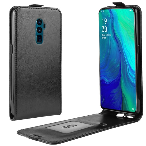 Crazy Horse Vertical Flip Leather Protective Case for OPPO Reon 10X Zoom(black)