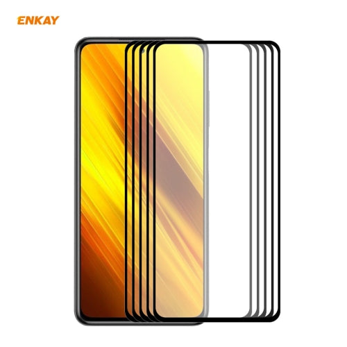 For Xiaomi Poco X3 / X3 NFC 5 PCS ENKAY Hat-Prince Full Glue 0.26mm 9H 2.5D Tempered Glass Full Coverage Film