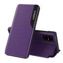 For Galaxy M31S Side Display Magnetic Shockproof Horizontal Flip Leather Case with Holder(Purple)