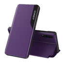 For Galaxy A70/A70S Side Display Magnetic Shockproof Horizontal Flip Leather Case with Holder(Purple)