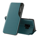 For Samsung Galaxy S9 Side Display Magnetic Shockproof Horizontal Flip Leather Case with Holder(Green)