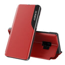 For Samsung Galaxy S9 Plus Side Display Magnetic Shockproof Horizontal Flip Leather Case with Holder(Red)