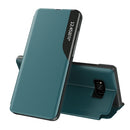 For Samsung Galaxy S8 Side Display Magnetic Shockproof Horizontal Flip Leather Case with Holder(Green)