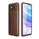 For Xiaomi POCO X3 Carbon Fiber Texture Shockproof TPU Case(Brown)
