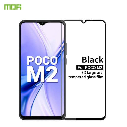 For Xiaomi Poco M2 MOFI 9H 3D Explosion-proof Curved Screen Tempered Glass Film(Black)