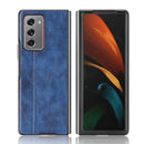 For Samsung Galaxy Z Fold2 / Z Fold2 5G Shockproof Sewing Cow Pattern Skin PC + PU + TPU Case(Blue)