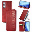 For Oppo Reno4 Pro 4G Cubic Grid Pressed Horizontal Flip Magnetic PU Leather Case with Holder & Card Slots & Wallet(Red)