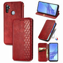 For Oppo A53 2020 Cubic Grid Pressed Horizontal Flip Magnetic PU Leather Case with Holder & Card Slots & Wallet(Red)