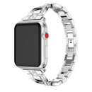 X-shaped Diamond-studded Solid Stainless Steel Wrist Strap Watch Band for Apple Watch Series 3 & 2 & 1 38mm(Silver)