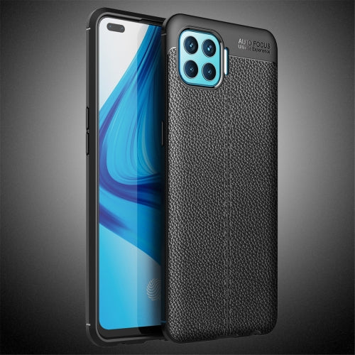 For OPPO F17 Pro Litchi Texture TPU Shockproof Case(Black)