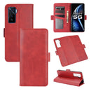 For vivo iQOO 5 5G Dual-side Magnetic Buckle Horizontal Flip Leather Case with Holder & Card Slots & Wallet(Red)