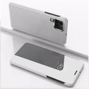For Samsung Galaxy A42 Plated Mirror Horizontal Flip Leather Case with Holder(Silver)