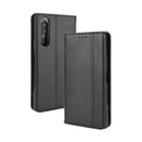 For Sony Xperia 5 II Magnetic Buckle Retro Crazy Horse Texture Horizontal Flip Leather Case with Holder & Card Slots & Photo Frame(Black)