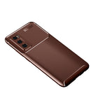 For vivo V20 SE Carbon Fiber Texture Shockproof TPU Case(Brown)