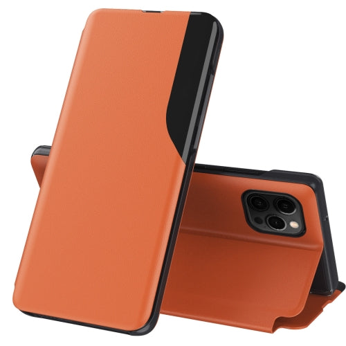 Side Display Magnetic Shockproof Horizontal Flip Leather Case with Holder For iPhone 11 Pro(Orange)