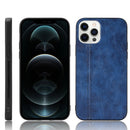 Shockproof Sewing Cow Pattern Skin PC + PU + TPU Case For iPhone 12 / 12 Pro(Blue)