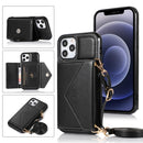 Multi-functional Cross-body Card Bag TPU+PU Back Cover Case with Holder & Card Slot & Wallet For iPhone 12 Pro Max(Black)