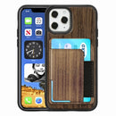 Wood Grain PU+TPU Protective Case with Card Slot For iPhone 12 / 12 Pro(Walnut)