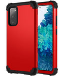 For Samsung Galaxy S20 FE PC + Silicone Three-piece Shockproof Protection Case(Red)